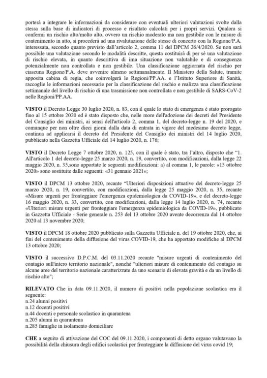 PATERNO': RINVIATA AL 2021 LA RIAPERTURA DELLE SCUOLE