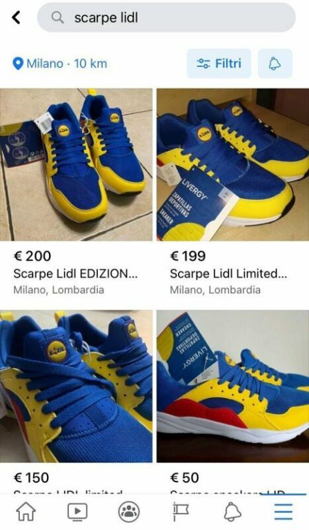 LIDL, SCARPE E CIABATTE ESAURITE IN POCHE ORE, RIVENDUTE SU EBAY FINO A 500 EURO