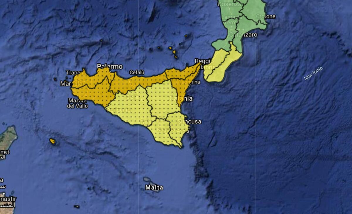 METEO SICILIA: ALLERTA ARANCIONE NELLA ZONA TIRRENICA E GIALLA NEL RESTO DELLA REGIONE - 