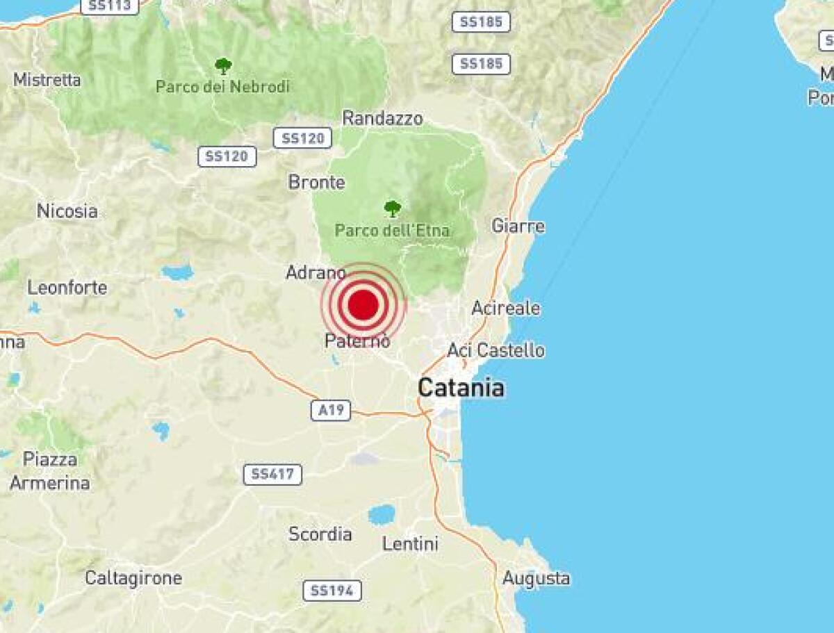 SCOSSA DI TERREMOTO MAGNITUDO 2.7 CON EPICENTRO A SANTA MARIA LICODIA - 