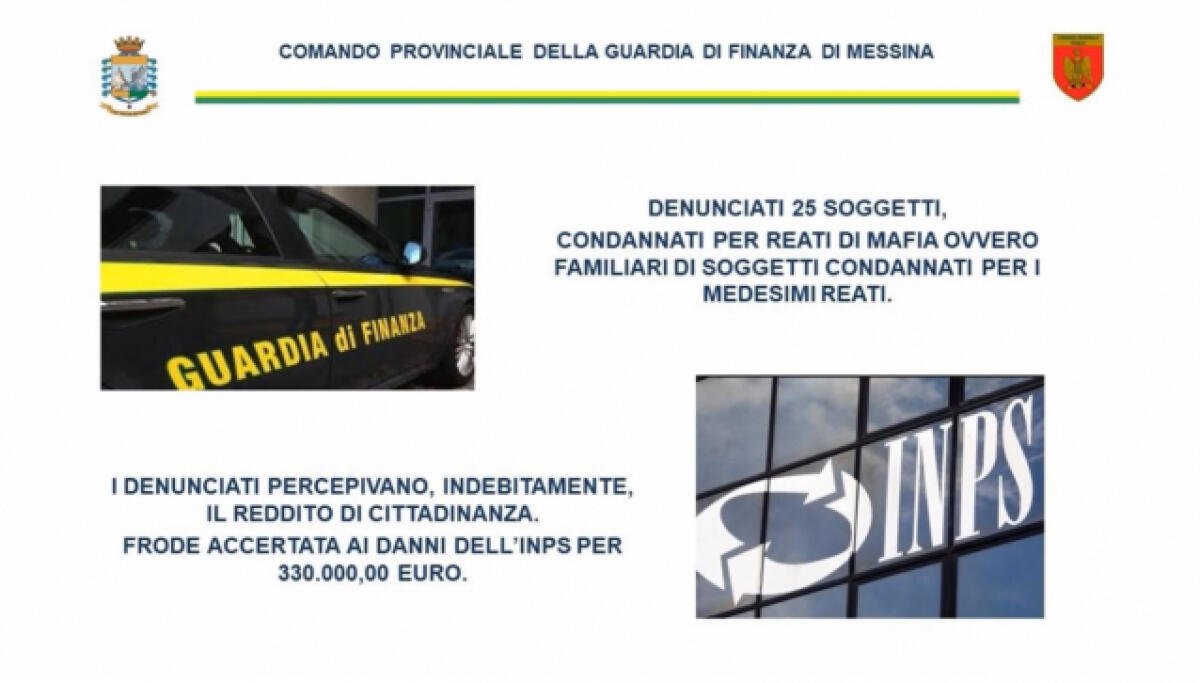 Mafiosi con reddito di cittadinanza, 25 denunciati a Messina - 