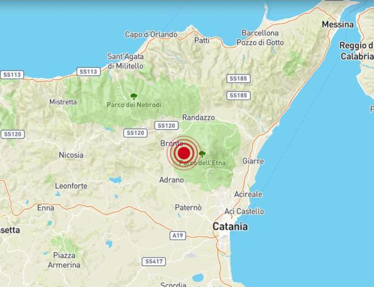 TERREMOTO DI MAGNITUDO 2.8 TRA BRONTE E MALETTO - 