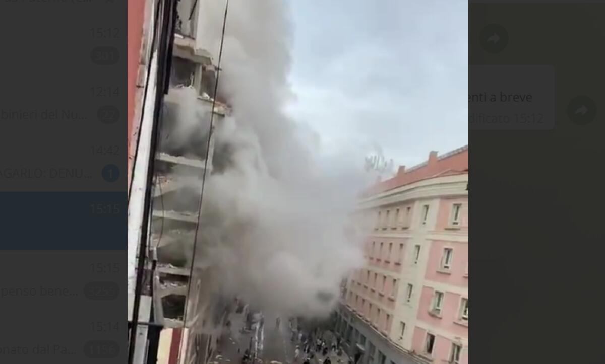 UNA FORTE ESPLOSIONE DISTRUGGE UN EDIFICIO NEL CENTRO  DI MADRID - 