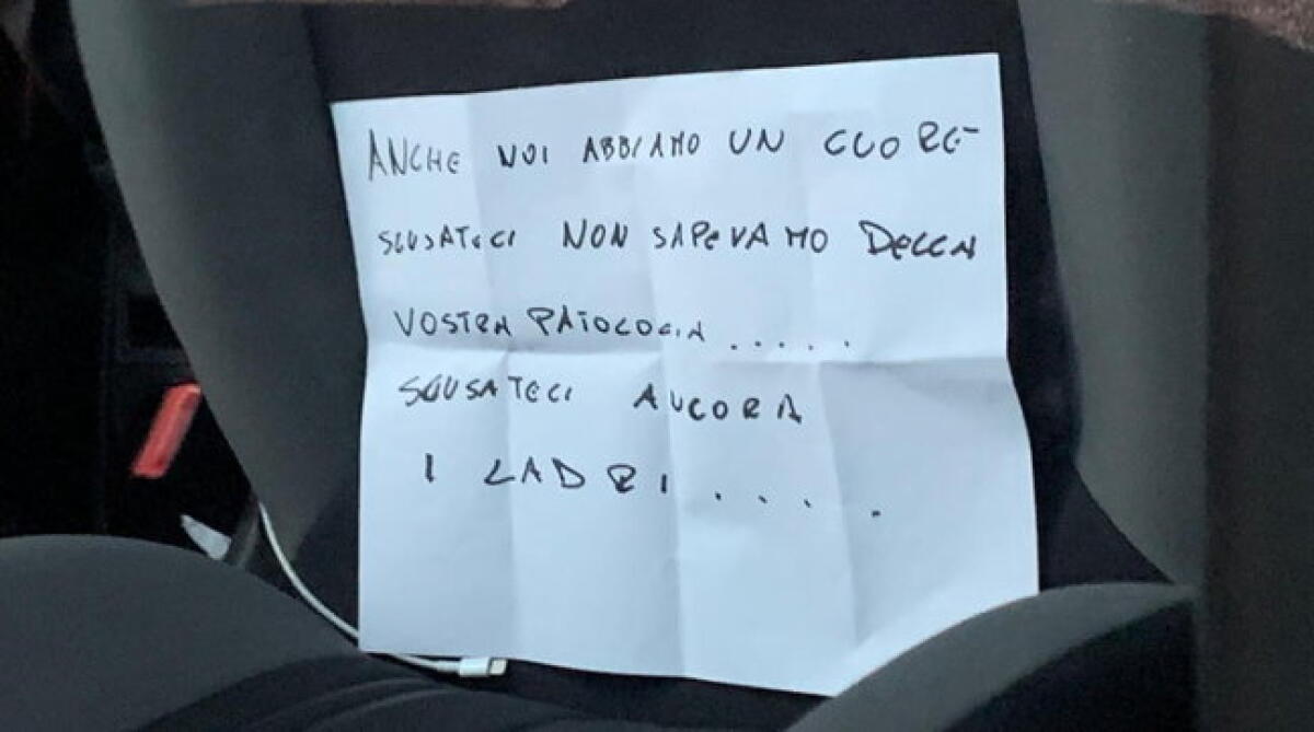 BARI, RUBANO AUTO DI DISABILE: DOPO TAM TAM SOCIAL I LADRI LA RESTITUISCONO CON UN BIGLIETTO DI SCUSE - 