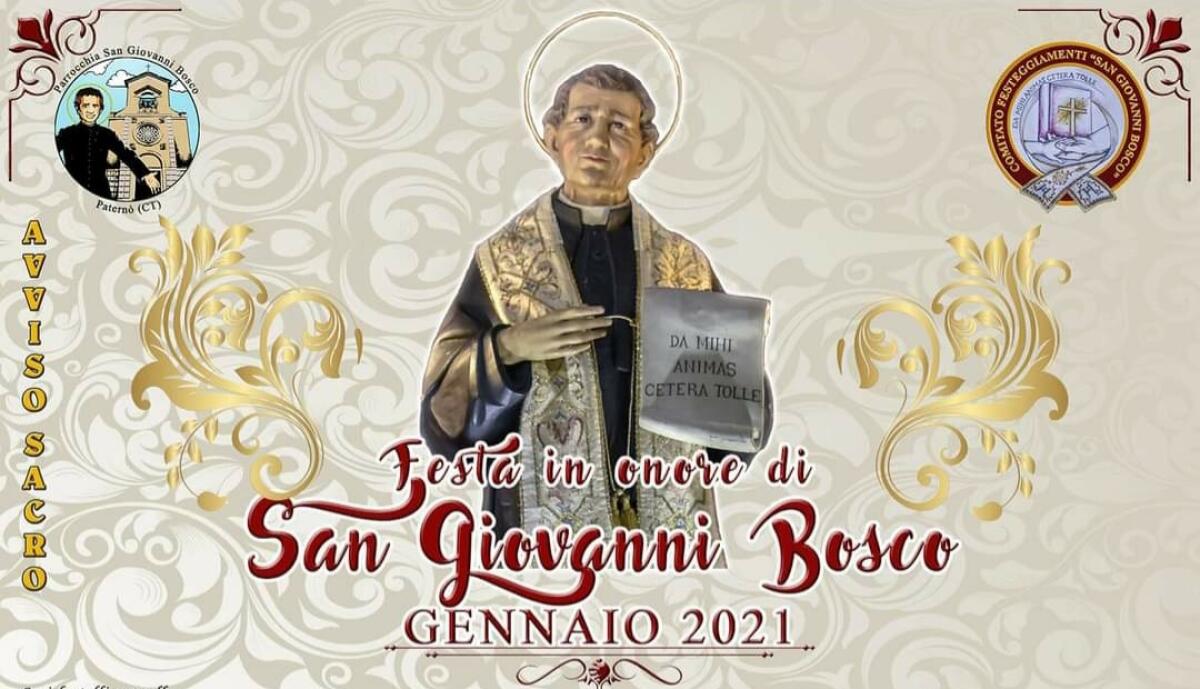 PATERNO': FESTEGGIAMENTI IN ONORE DI  SAN GIOVANNI BOSCO 2021, IL PROGRAMMA - 