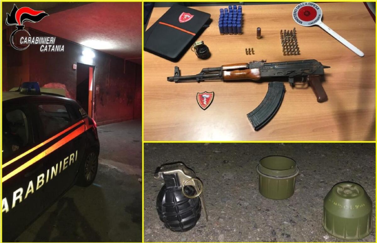 CATANIA. SEQUESTRATE ARMI DA GUERRA A DISPOSIZIONE DEI “CLAN”  TRA QUESTE ANCHE UNA BOMBA A MANO - 