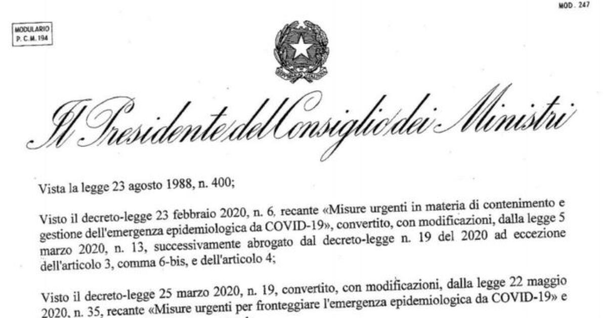 BOZZA NUOVO DPCM, PISCINE E PALESTRE CHIUSE FINO AL 6 APRILE, SCUOLE SUPERIORI IN PRESENZA AL 50%. - 