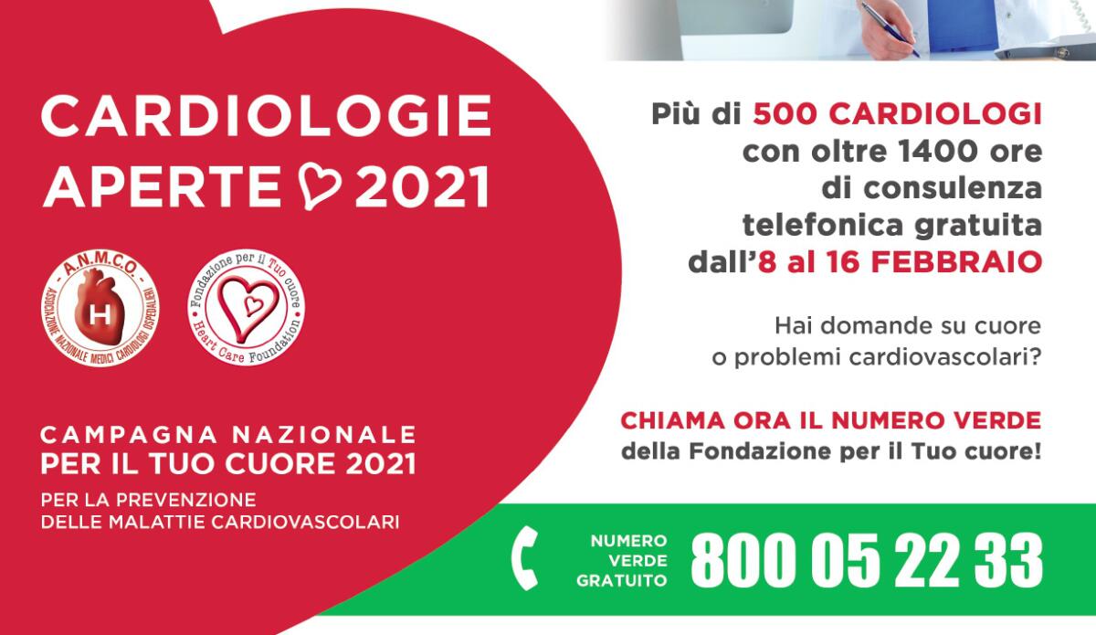 CARDIOLOGIE APERTE, DA DOMANI, TRE GIORNI DI CONSULTI TELEFONICI GRATUITI - 