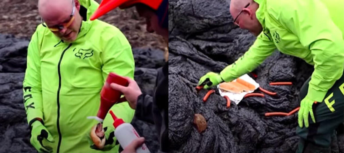 ISLANDA, GLI SCIENZIATI ARROSTISCONO GLI HOT DOG USANDO LA LAVA DEL VULCANO IN ERUZIONE - 