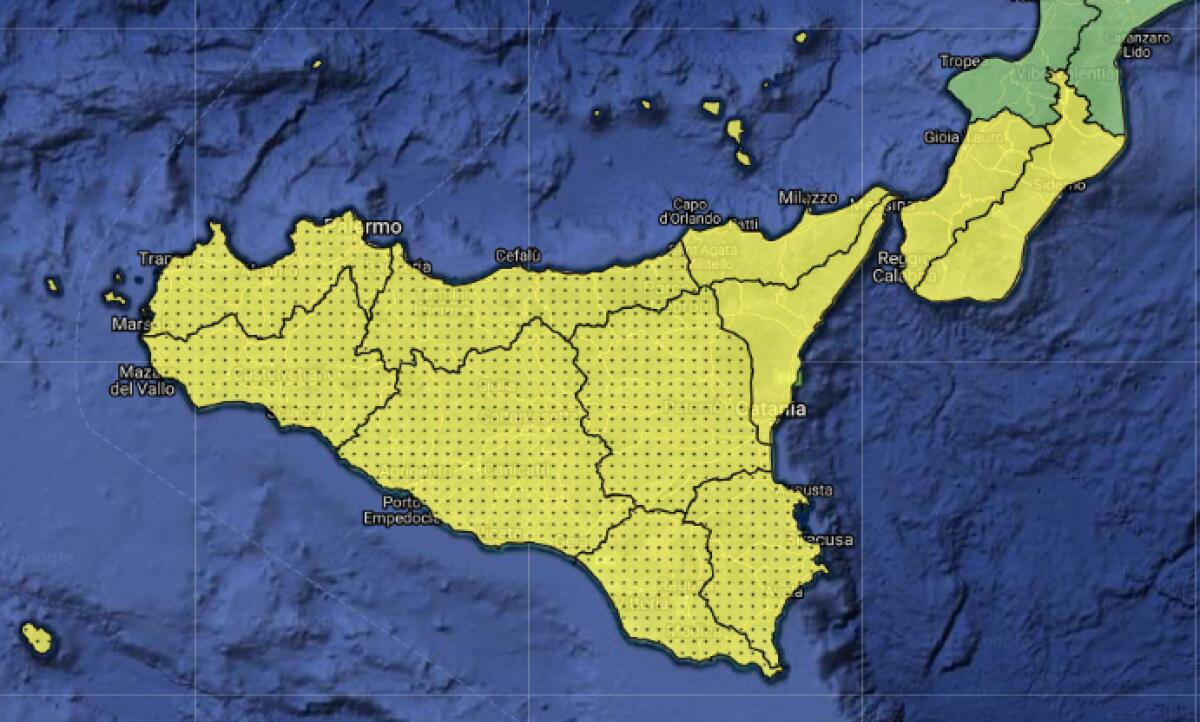 METEO: LA PROTEZIONE CIVILE DIRAMA ALLERTA METEO GIALLA PER LA SICILIA PER LA GIORNATA DI DOMANI - 