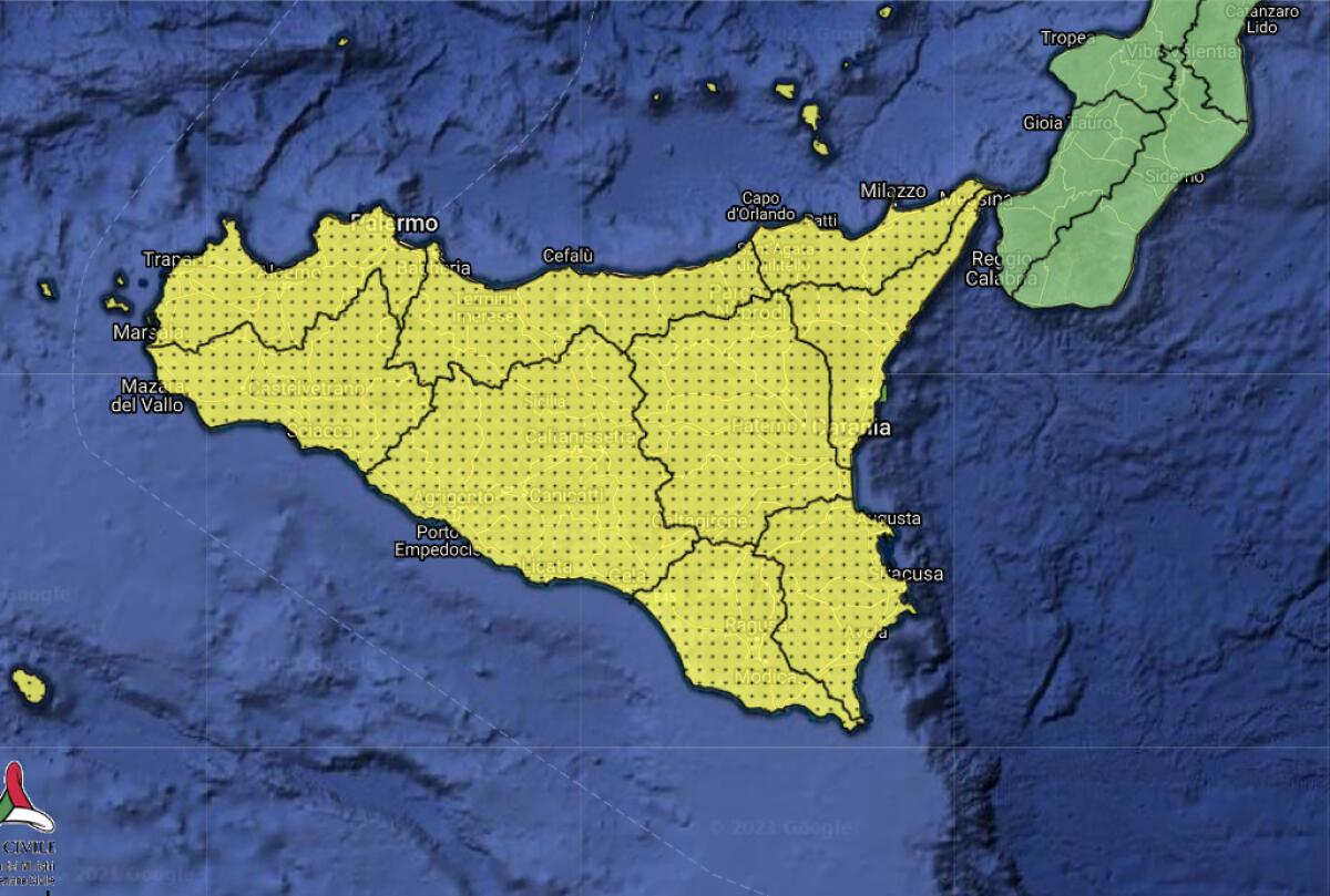 METEO, PRECIPITAZIONI IN ARRIVO: DIRAMATA ALLERTA GIALLA  IN TUTTA LA SICILIA - 