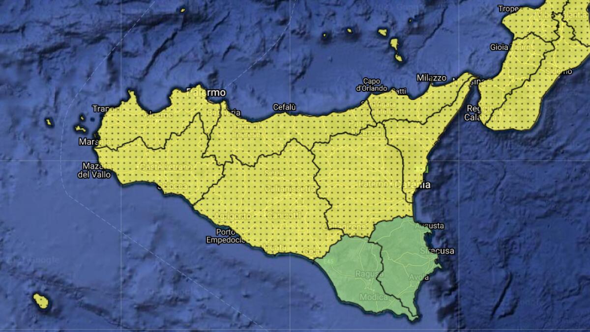 METEO, ALLERTA GIALLA IN SICILIA: IN ARRIVO FORTE VENTO E TEMPORALI - 
