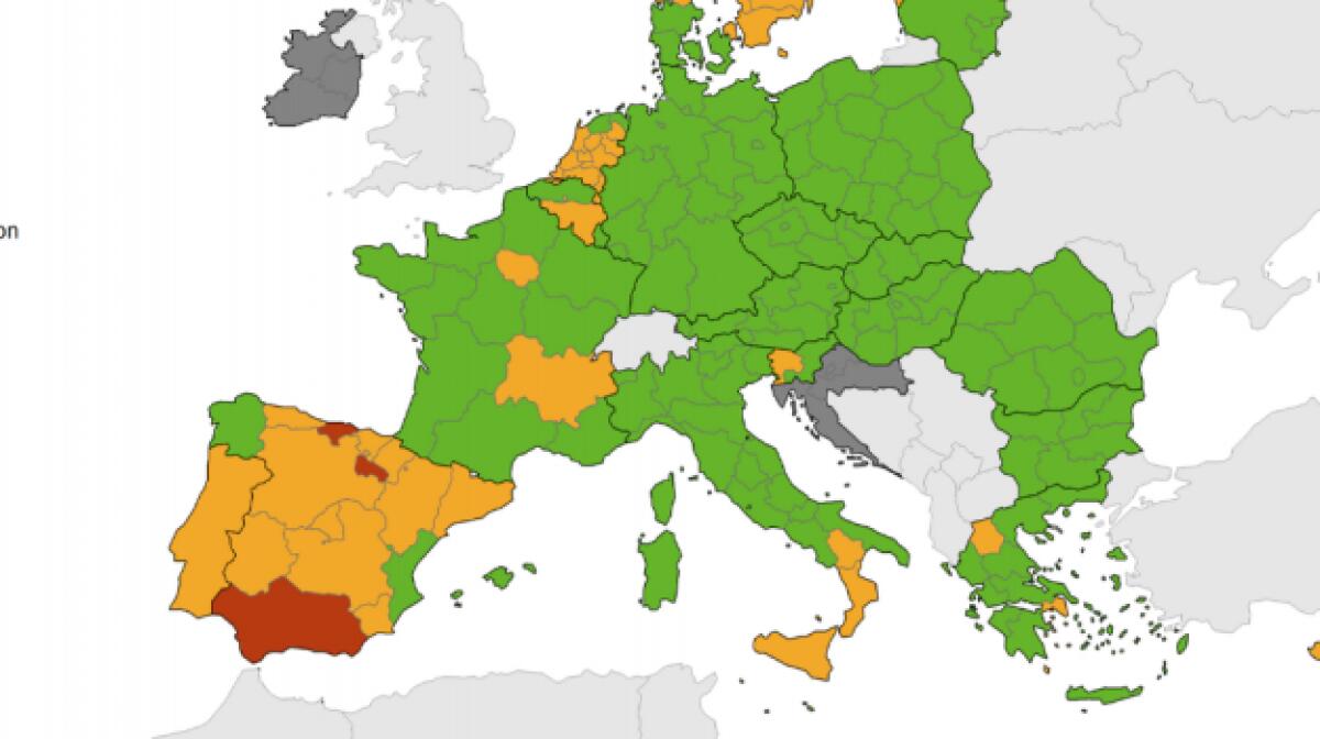 CORONAVIRUS, PER L'EUROPA ITALIA   ITALIA VERDE TRANNE  SICILIA, BASILICATA E CALABRA - 