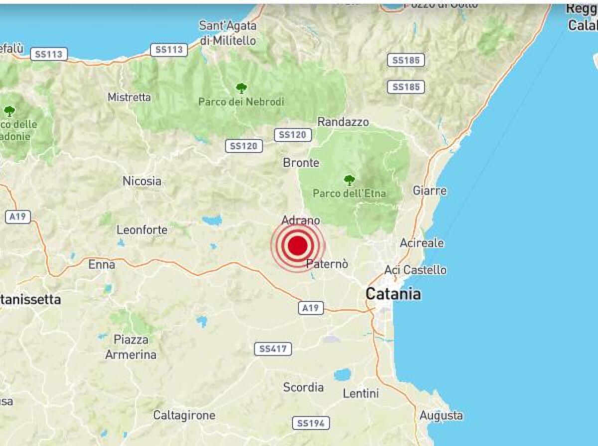 TERREMOTO DI MAGNITUDO 2.8 CON EPICENTRO A SANTA MARIA DI LICODIA - 