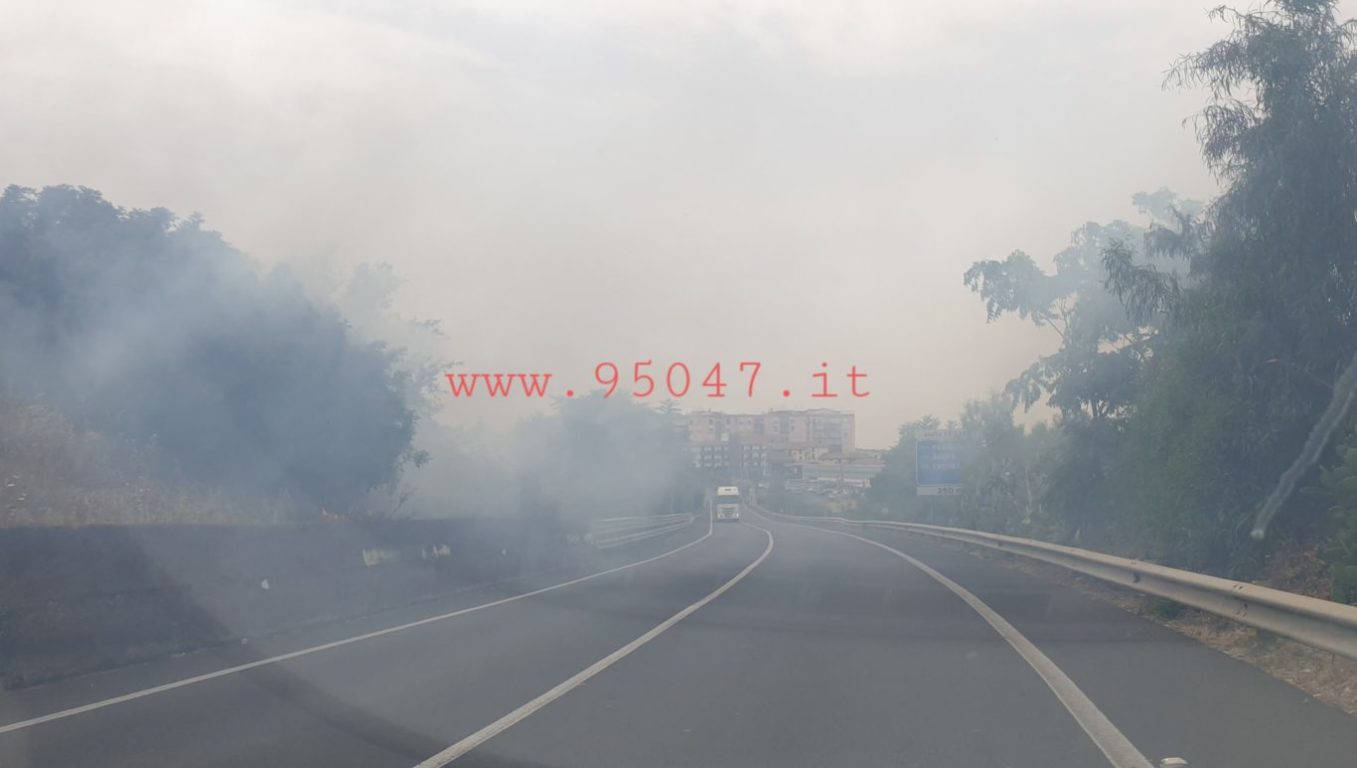 INCENDIO DI STERPAGLIE A RIDOSSO DELLA CARREGGIATA SULLA SS121: DISAGI