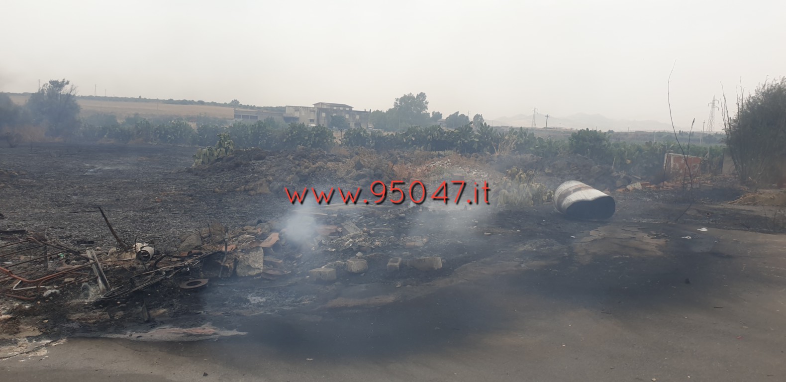 VASTO INCENDIO STERPAGLIE IN CONTRADA POGGIO MONACO, DISTRUTTI AGRUMETI