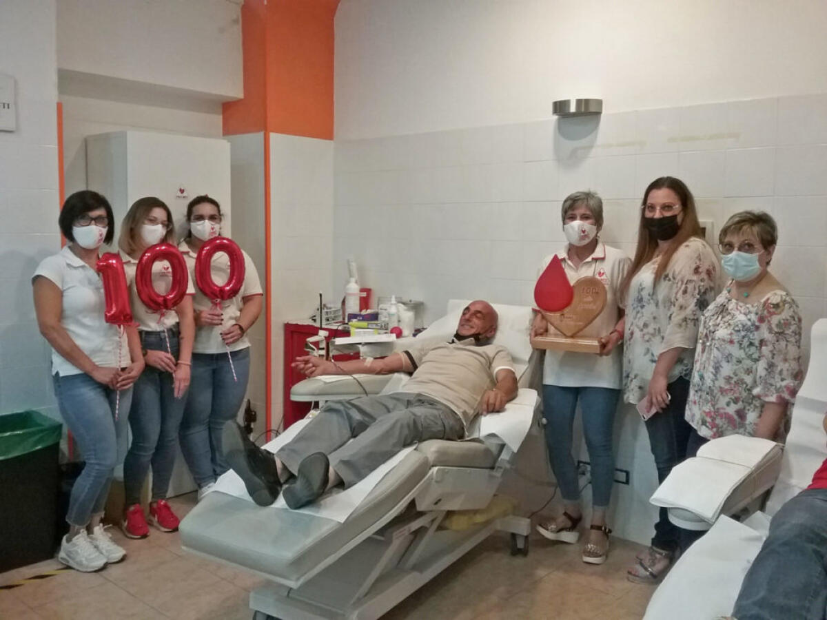 DUE DONATORI FRATRES RAGGIUNGONO LE CENTO DONAZIONI DI SANGUE, IL PRESIDENTE  , SALICE: “GRAZIE A NOME DI PAZIENTI, DONATORI E VOLONTARI” - 