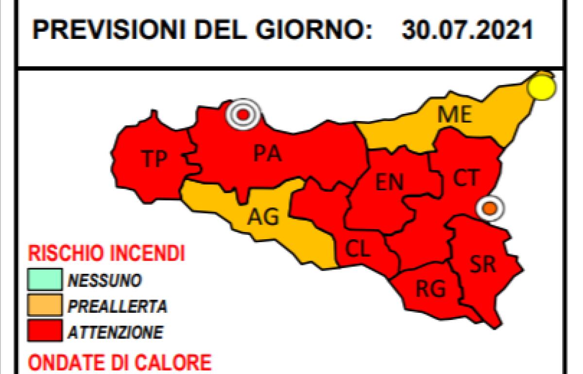 OGGI IN SICILIA ALLERTA ROSSA PER RISCHIO INCENDI E ONDATE DI CALORE - 