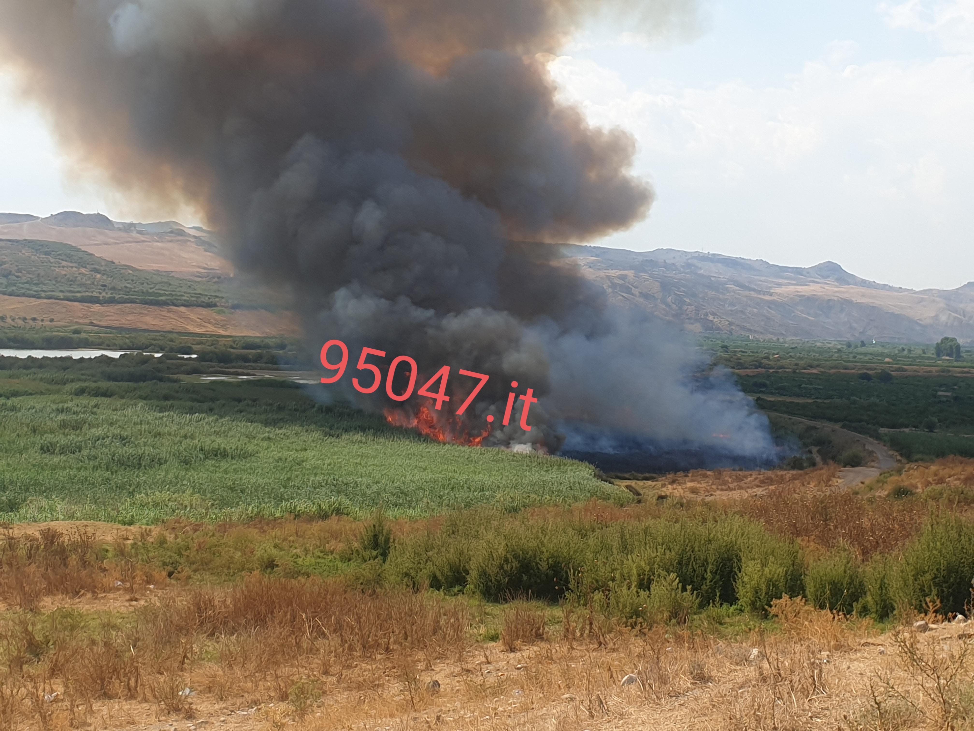 PATERNÒ: ALTA COLONNA DI FUMO PER INCENDIO STERPAGLIE IN ZONA PONTE BARCA