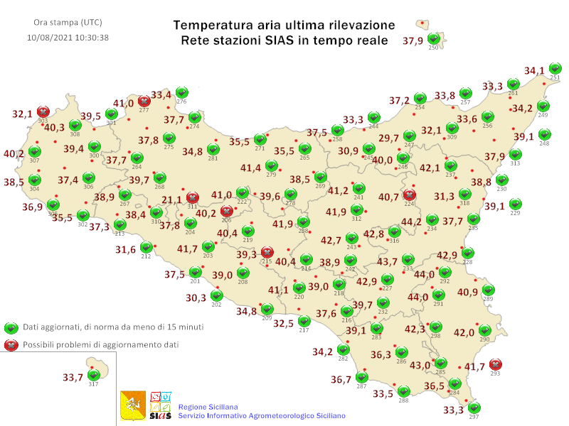A PATERNÒ ALLE ORE 12.30 REGISTRATI 44,2°, LA CITTÀ PIU CALDA DELLA SICILIA