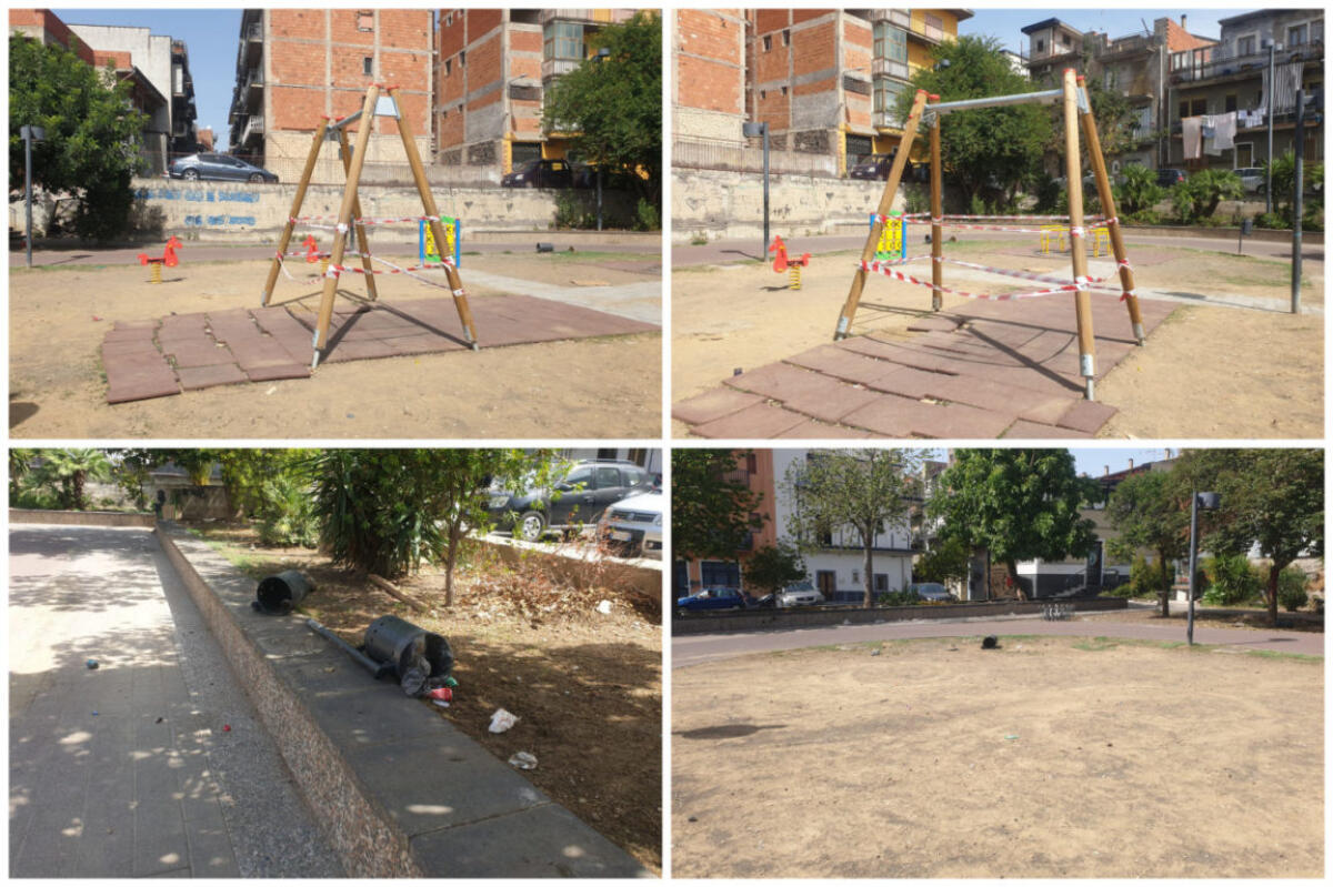 PATERNO', VANDALI IN PIAZZA ALDO MORO : DANNEGGIATE LE ALTALENE DEL PARCO GIOCHI - 