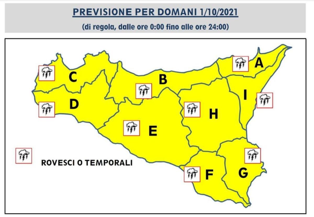 METEO: DOMANI ALLERTA GIALLA IN TUTTA LA SICILIA - 