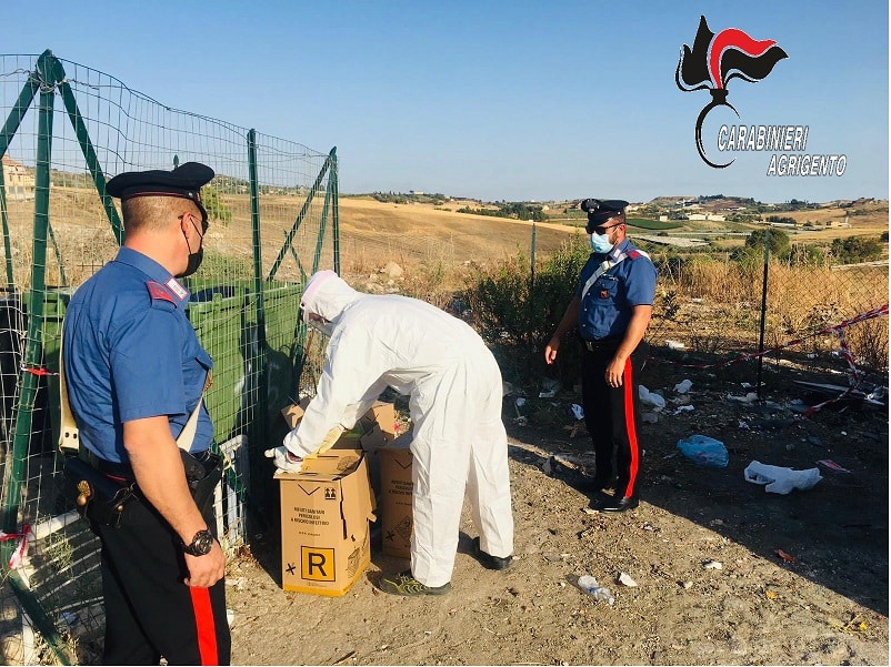 CANICATTI: TROVATE SCATOLE CON RIFIUTI SANITARI DI SOGGETTI POSITIVI AL COVID IN UNA DISCARICA