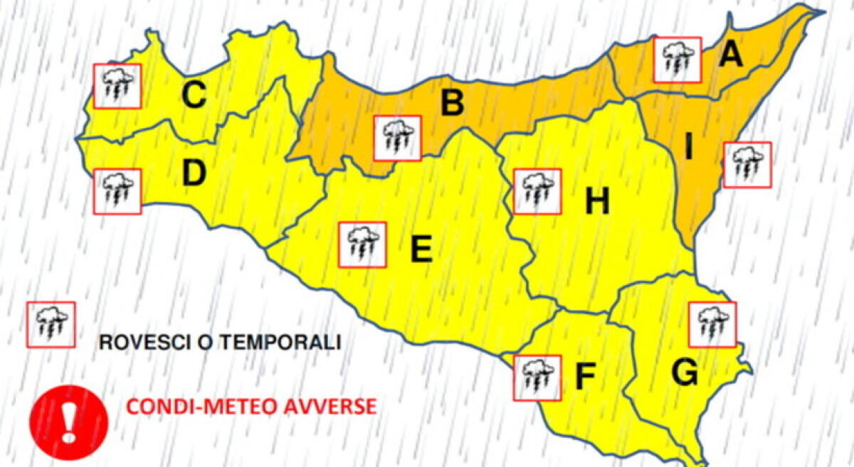 ALLERTA METEO ARANCIONE TRA PALERMITANO, MESSINESE E ALTO CATANESE PER LA GIORNATA DI OGGI - 