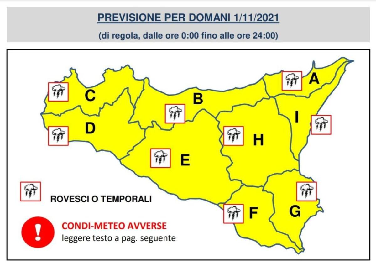METEO, OGNISSANTI CON LA PIOGGIA, ALLERTA GIALLA IN TUTTA LA SICILIA - 