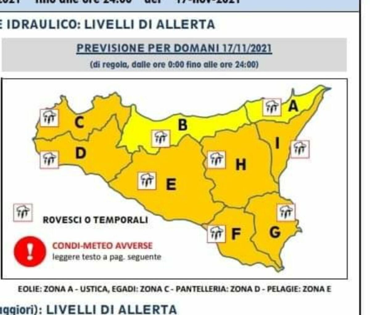 METEO: ALLERTA ARANCIONE NEL CATANESE , DOMANI 17 NOVEMBRE - 