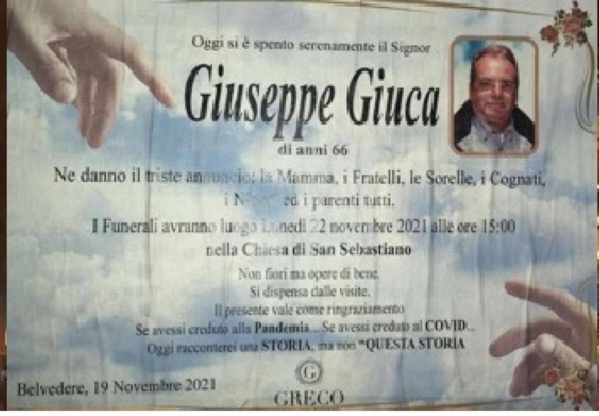 SIRACUSA, FA SCRIVERE NEL NECROLOGIO: "SE AVESSI CREDUTO AL VACCINO RACCONTEREI UN'ALTRA STORIA" - 