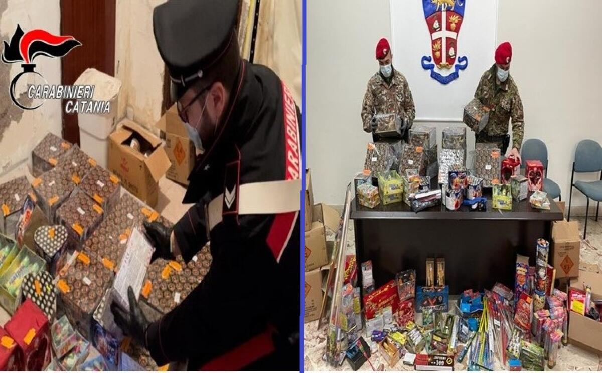 BIANCAVILLA  CUSTODIVANO UNA SANTABARBARA IN CASA: DUE DENUNCIATI PER IL POSSESSO DI FUOCHI PIROTECNICI - 