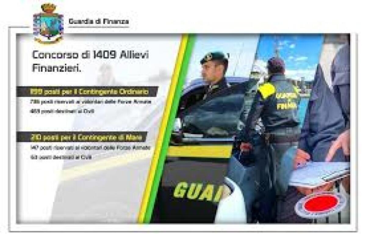 GUARDIA DI FINANZA: PUBBLICATO IL CONCORSO, PER TITOLI ED ESAMI, PER IL RECLUTAMENTO DI 33 ALLIEVI - 