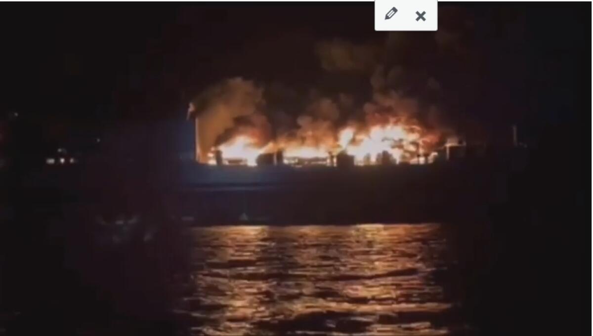 INCENDIO SU UN TRAGHETTO TRA GRECIA E BRINDISI. PASSEGGERI E EQUIPAGGIO IN SALVO A CORFÙ - 