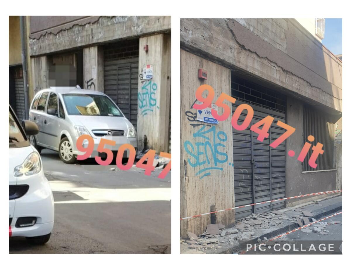 PATERNO': PEZZO DI CORNICIONE SI STACCA IN VIA BELLINI, DANNEGGIATA  UN’AUTO - 