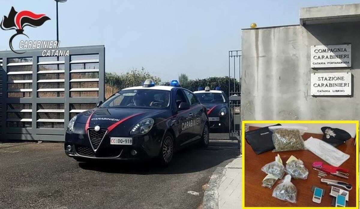 CATANIA. IN AUTO CON COMPAGNA, FIGLIE E UNA BUSTA DI MARIJUANA - 