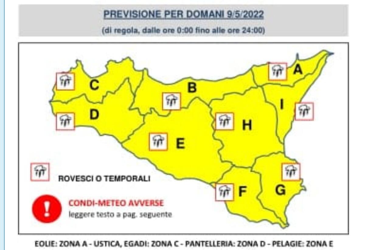 METEO, PROSEGUE  IL MALTEMPO IN SICILIA: DOMANI ALLERTA GIALLA SU TUTTA LA REGIONE - 