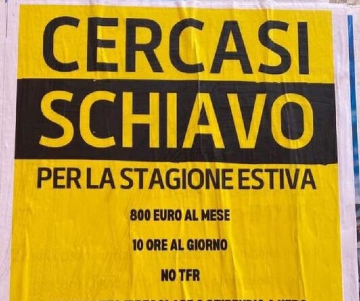 MANIFESTI PROVOCATORI A LIPARI: «CERCASI SCHIAVO A 800 EURO AL MESE» - 