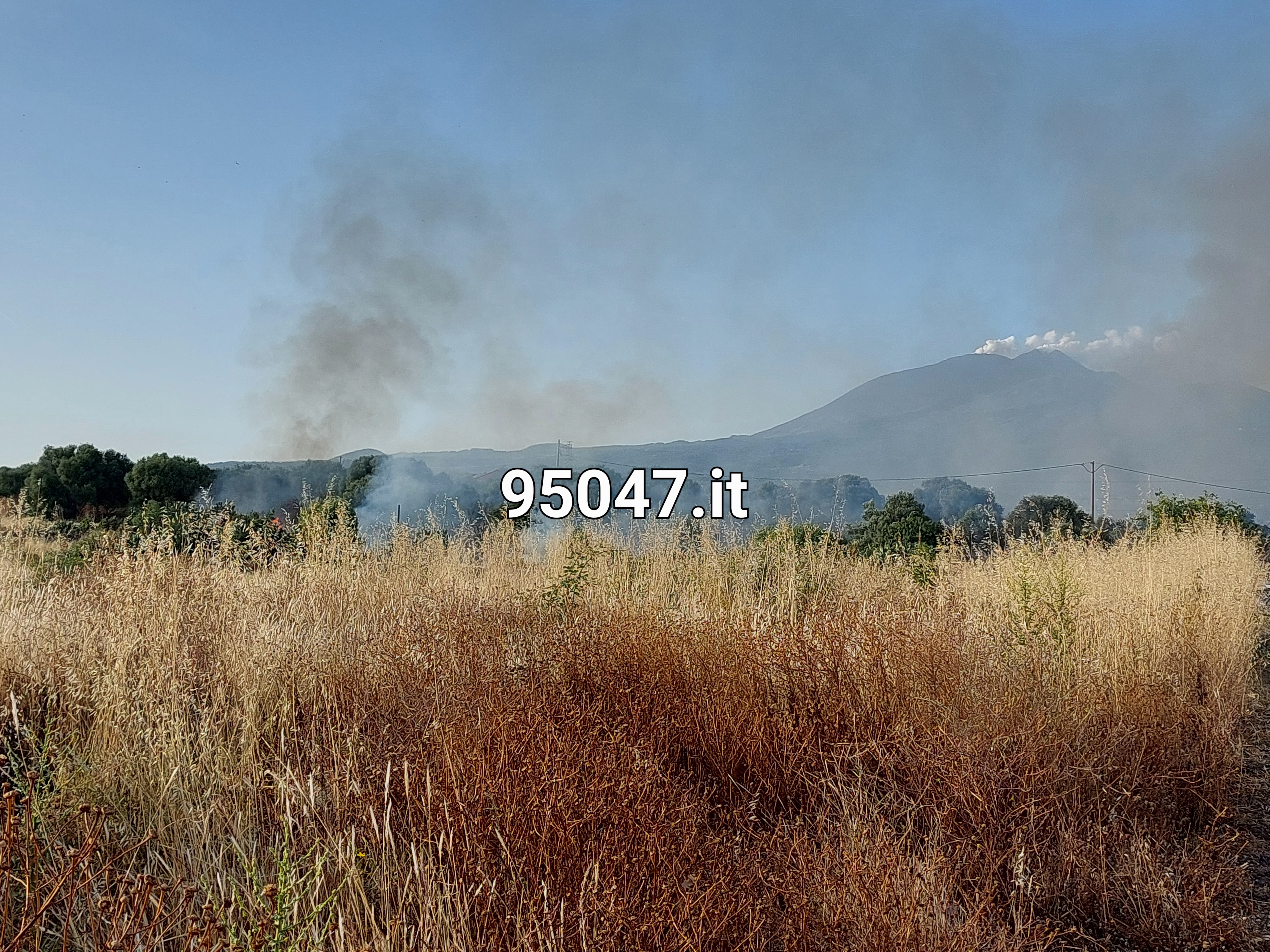 STERPAGLIE E RIFIUTI IN FIAMME IN ZONA VIALE DEI PLATANI: DENSA COLONNA DI FUMO GRIGIO IN CIELO