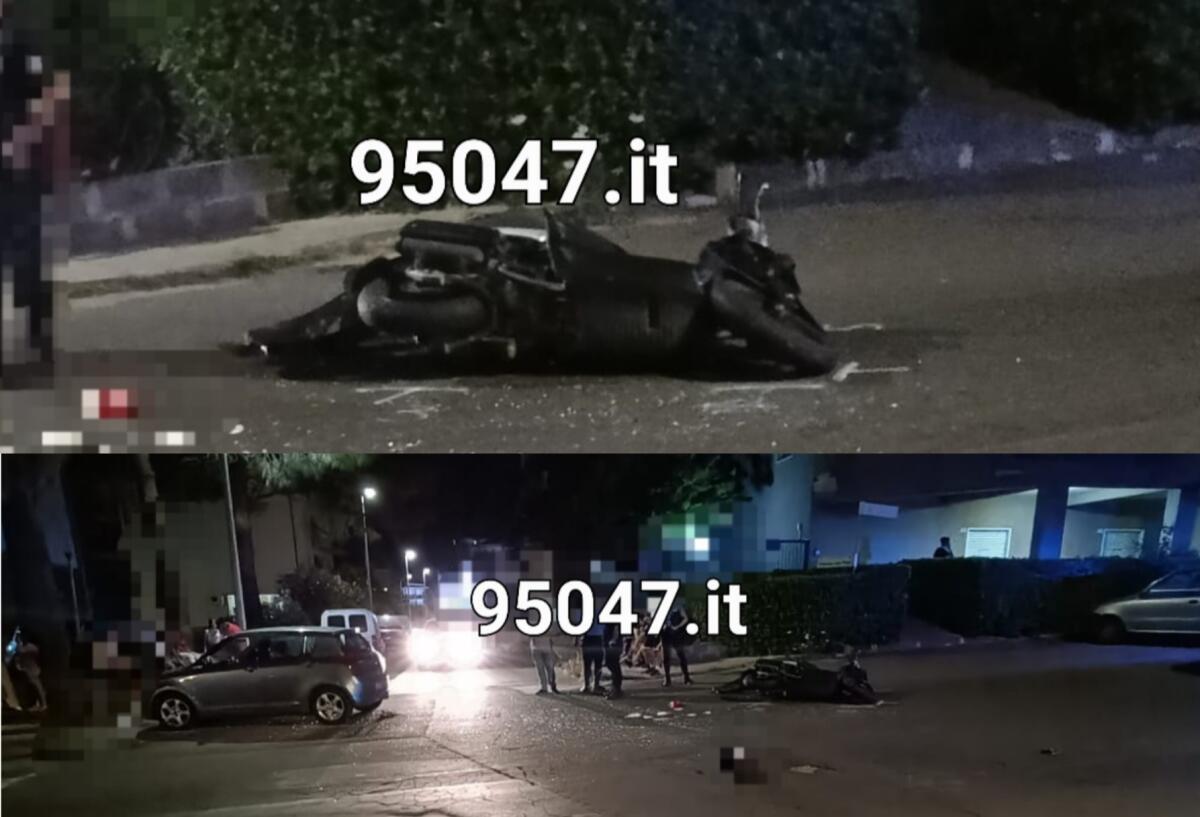 PATERNÒ: VIOLENTO SCONTRO IERI SERA AUTO MOTO AL VIALE DEI PLATANI, FERITO CENTAURO - 