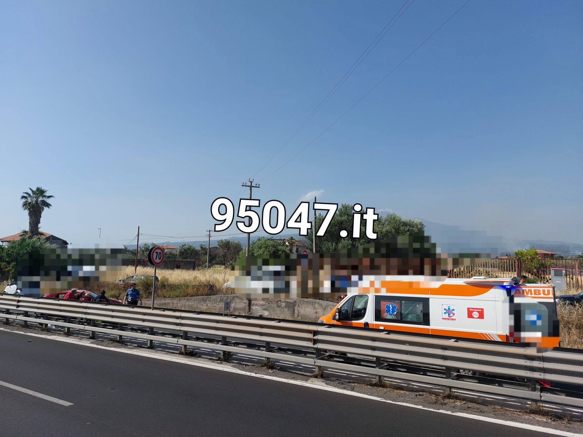 GRAVISSIMO INCIDENTE SULLA SS121 A PALAZZOLO , ELISOCCORSO SUL POSTO