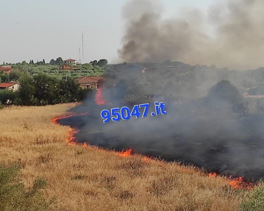 STERPAGLIE IN FIAMME IN CONTRADA GIACONIA ED IN VIA MEDITERRANEO, PAURA PER LE ABITAZIONI NEL POMERIGGIO DI OGGI