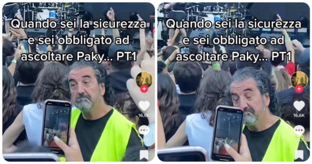 L’ADDETTO ALLA SICUREZZA REAGISCE AD UNA CANZONE DEL RAPPER PAKY E DIVENTA VIRALE SU TIKTOK - 