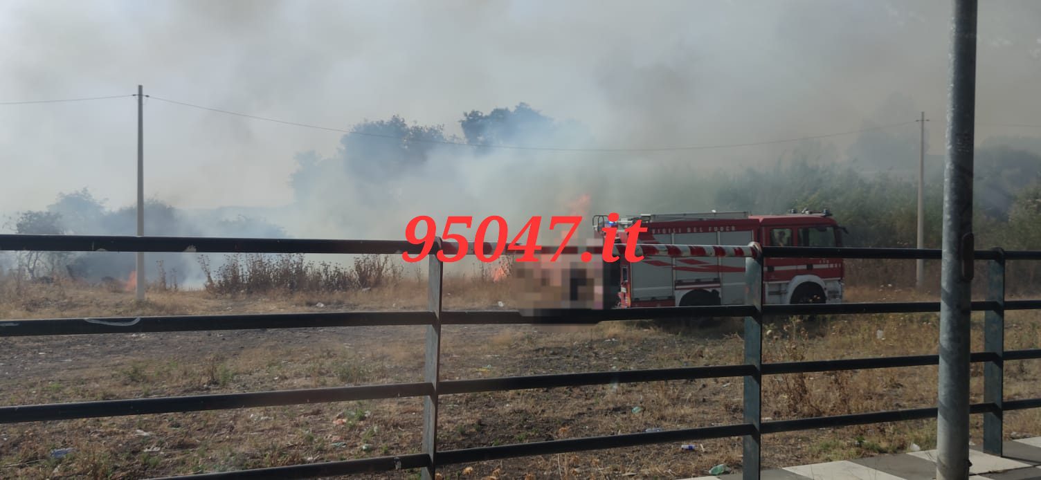 PATERNÒ:  INCENDIO DI STERPAGLIE IN ZONA SALINELLE – DENSA COLONNA DI FUMO GRIGIO