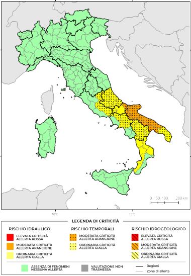 PROTEZIONE CIVILE, IN ARRIVO DIFFUSI E INTENSI TEMPORALI SULL’ITALIA: ALLARME ARANCIONE IN 2 REGIONI