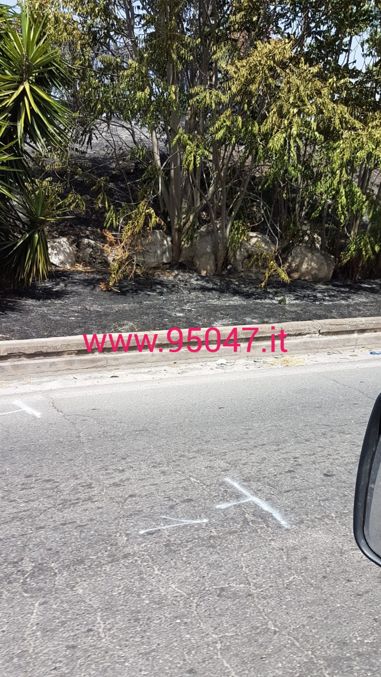 ENNESIMO INCENDIO DI STERPAGLIE A PATERNÒ, QUESTA VOLTA TOCCA ALLA ROTONDA DELL'INGRESSO IN CITTÀ