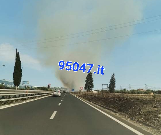 BRUCIANO STERPAGLIE, FUMO INVADE LA SUPERSTRADA SS121
