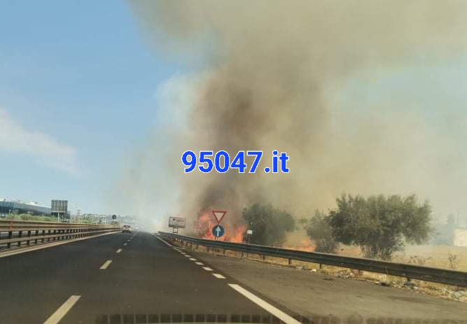 BRUCIANO STERPAGLIE, FUMO INVADE LA SUPERSTRADA SS121