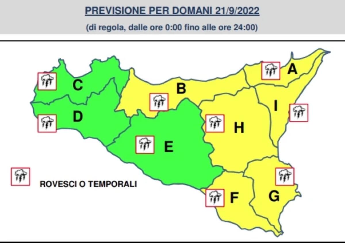 IL MALTEMPO TORNA IN SICILIA, ALLERTA GIALLA IN SEI PROVINCE PER MERCOLEDÌ 21 SETTEMBRE - 