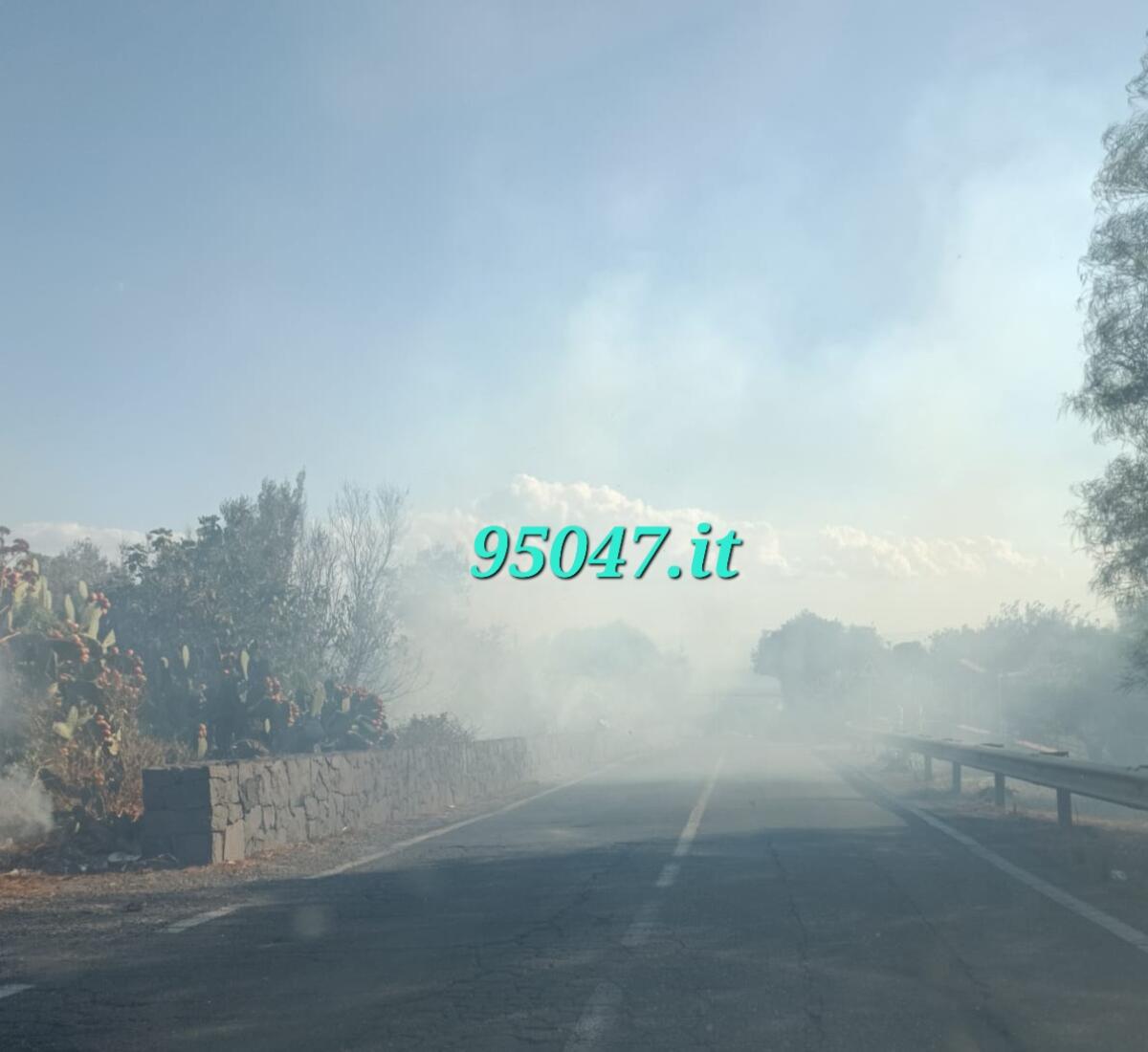 Fiamme al limite della carreggiata e fumo in strada: incendio in via Mongibello - 